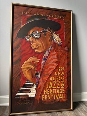 1999 NEW ORLEANS JAZZ FESTIVAL POSTER Professor Longhair Framed Unsigned Dureau